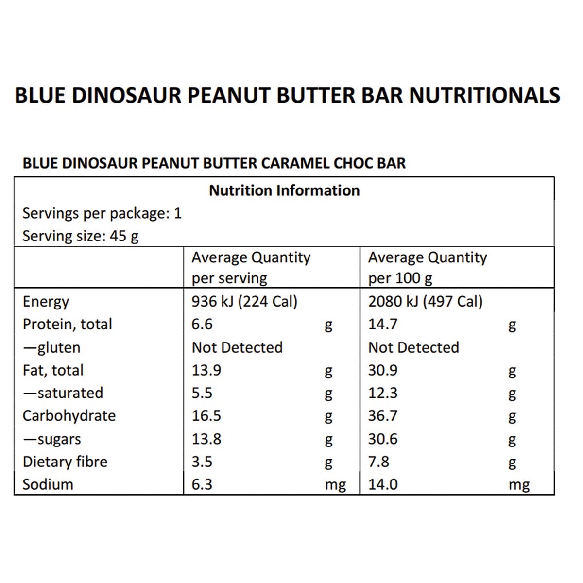 Blue Dinosaur Vegan Peanut Butter Bar and Caramel Choc 45g(Pack of 12)