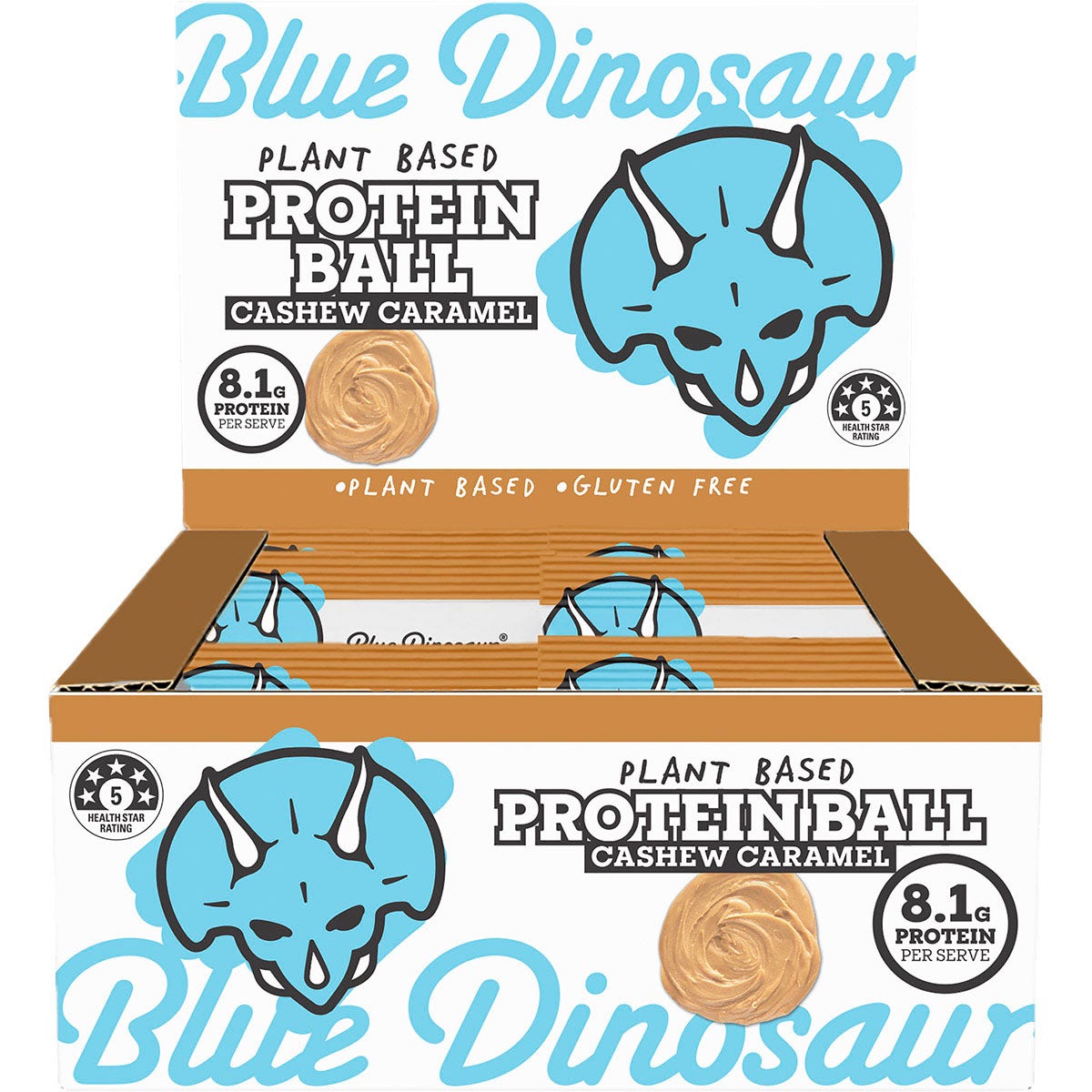 Blue Dinosaur Protein Ball Caramel Cashew 12x40g