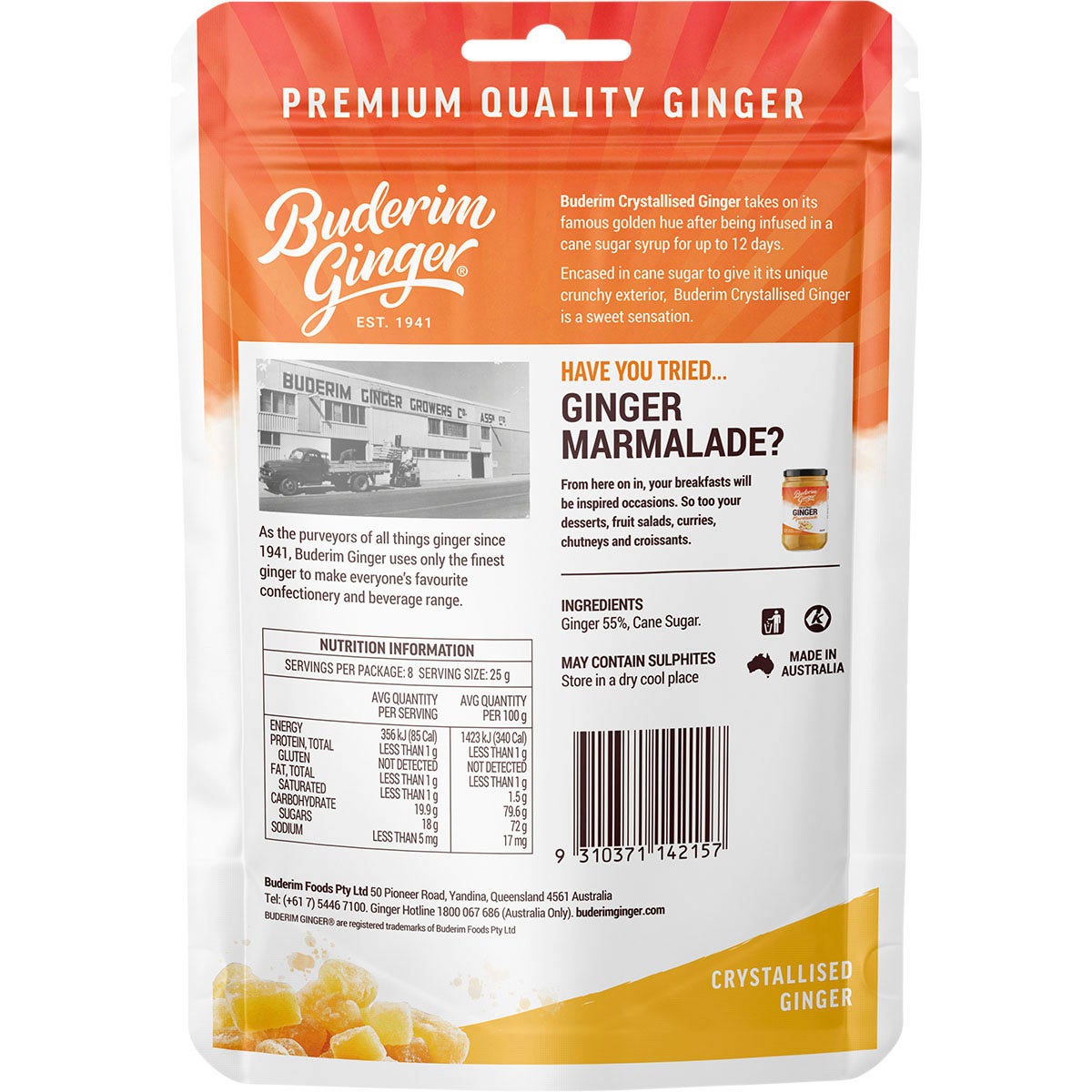 Buderim Ginger Crystallised Ginger Coated in Crunch 200g