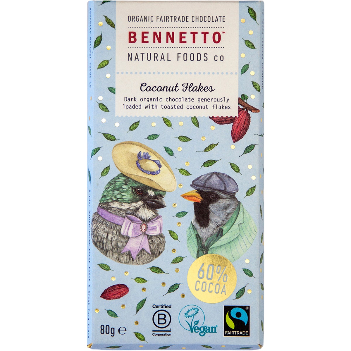 Bennetto Organic Dark Chocolate Coconut Flakes 12x80g
