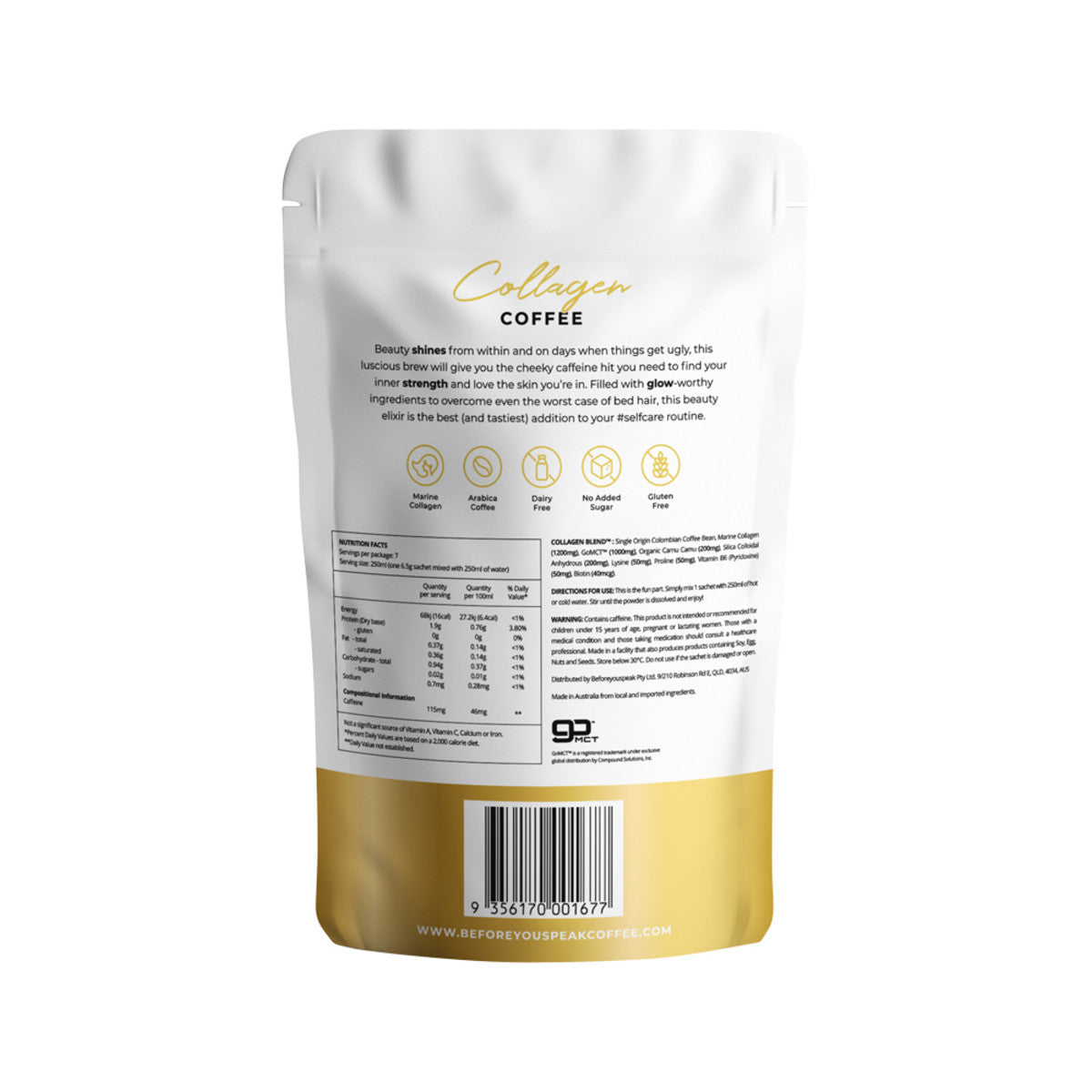 Before You Speak Collagen Coffee Unsweetened 6.5g x 7 Pack