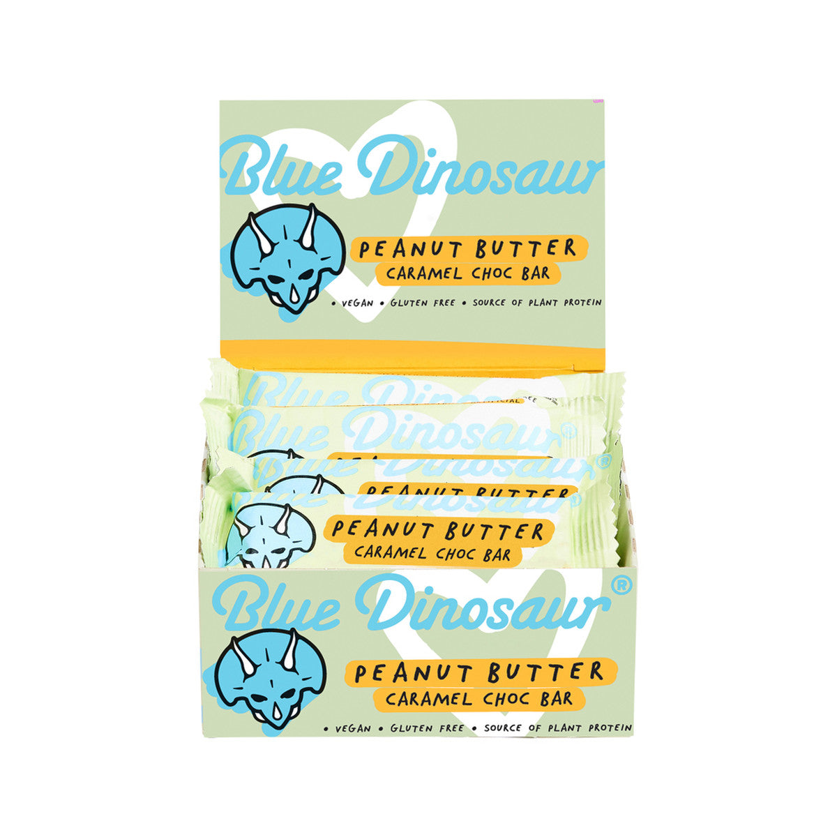 Blue Dinosaur Vegan Peanut Butter Bar and Caramel Choc 45g(Pack of 12)
