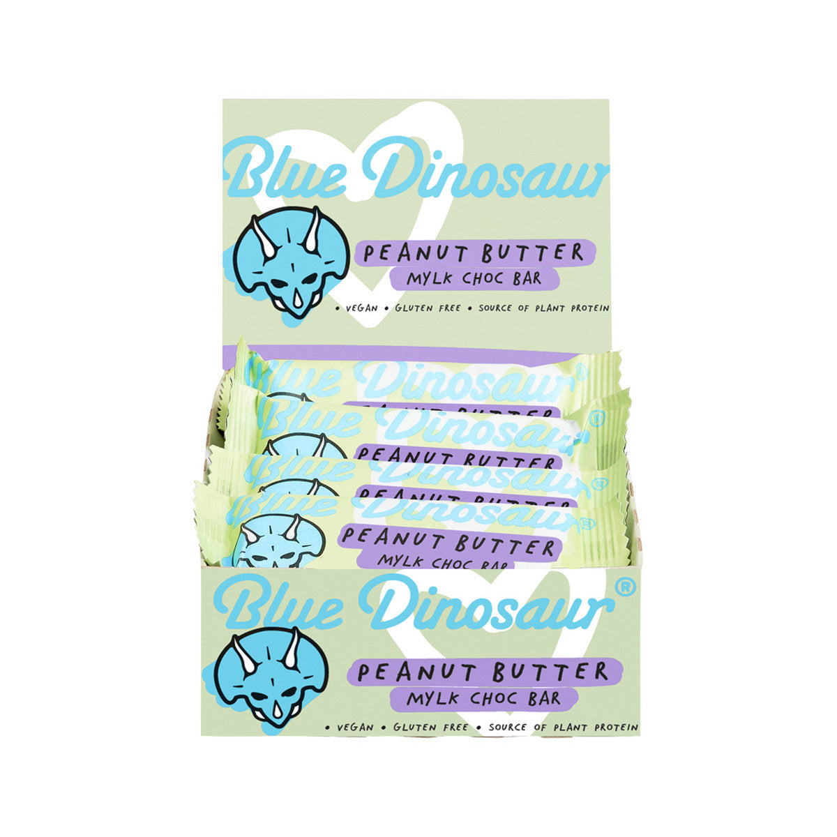 Blue Dinosaur Vegan Peanut Butter Bar and Mylk Chocolate 45g(Pack of 12)