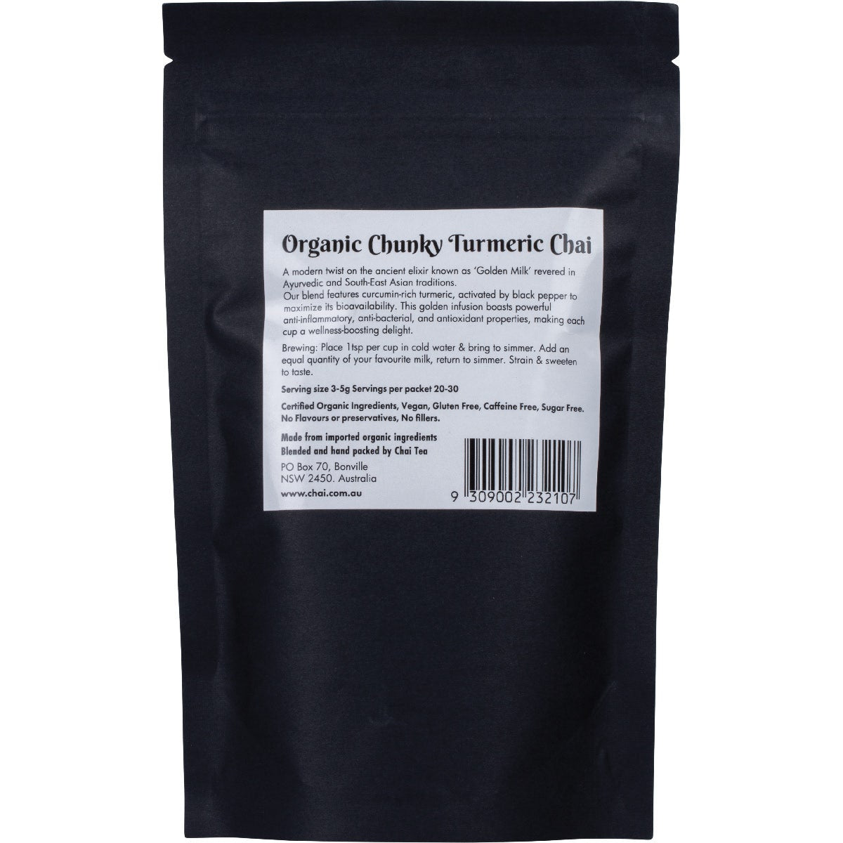 Chai Tea Organic Chunky Turmeric Chai 100g