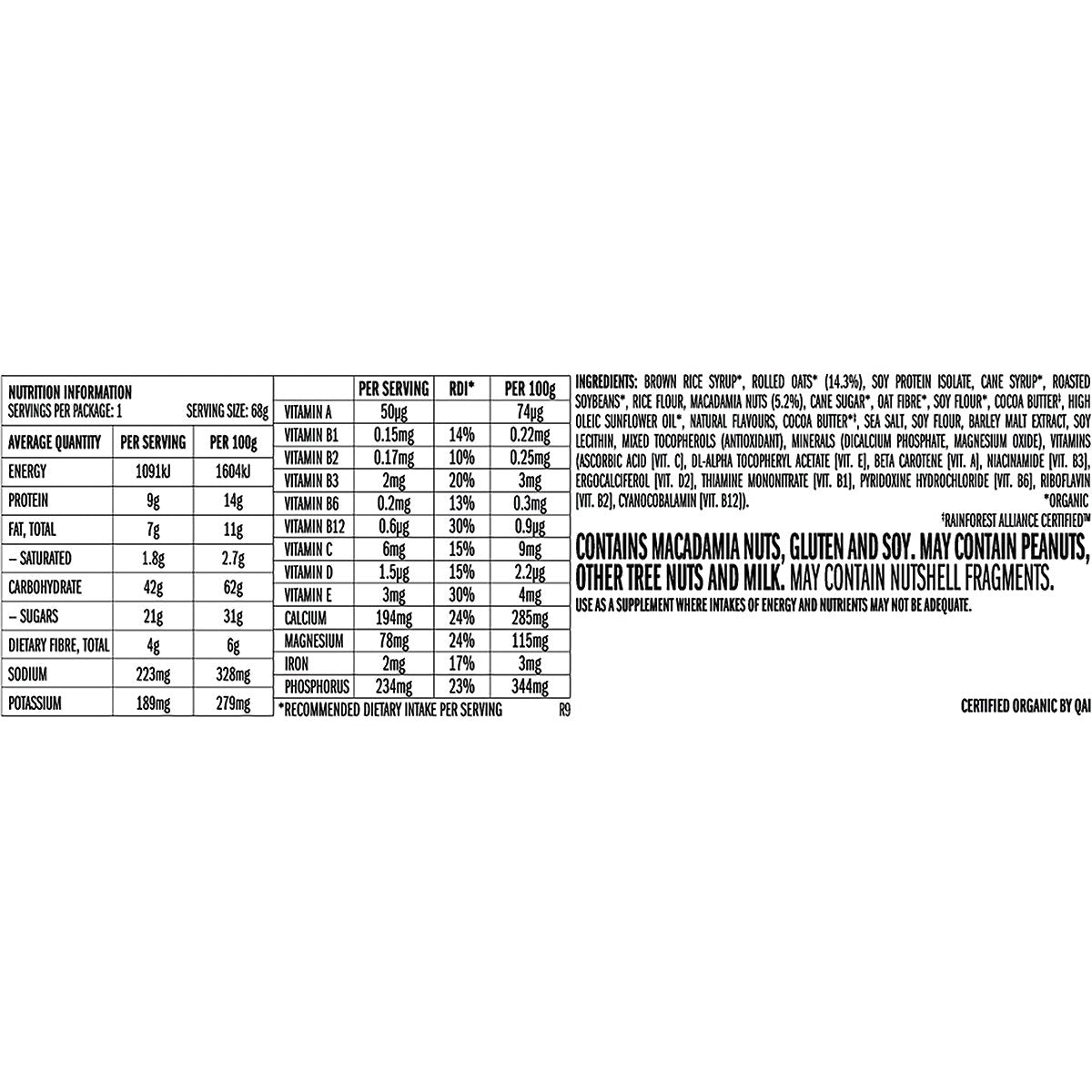 CLIF Energy Bar White Chocolate Macadamia 68g 12PK