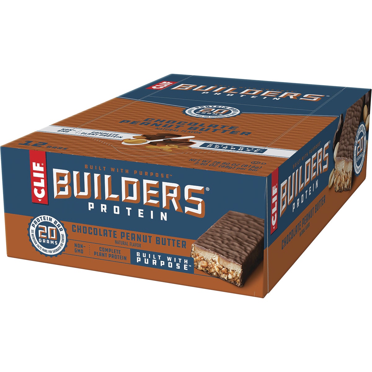 CLIF Builders Bar Chocolate Peanut Butter 68g 12PK