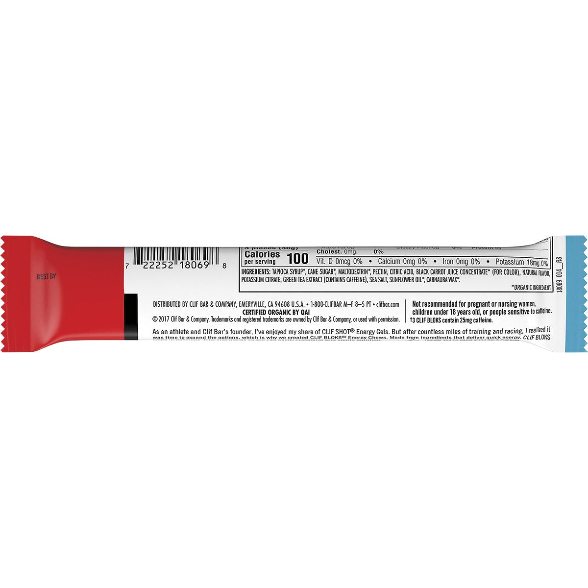 CLIF Bloks Energy Chews Tropical Punch (25mg Caffeine) 60g 18PK