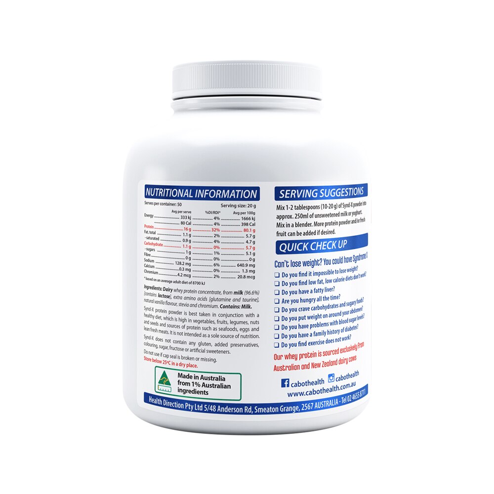 Cabot Health Synd-X Extreme (High Protein & Low Carb) Vanilla 1kg