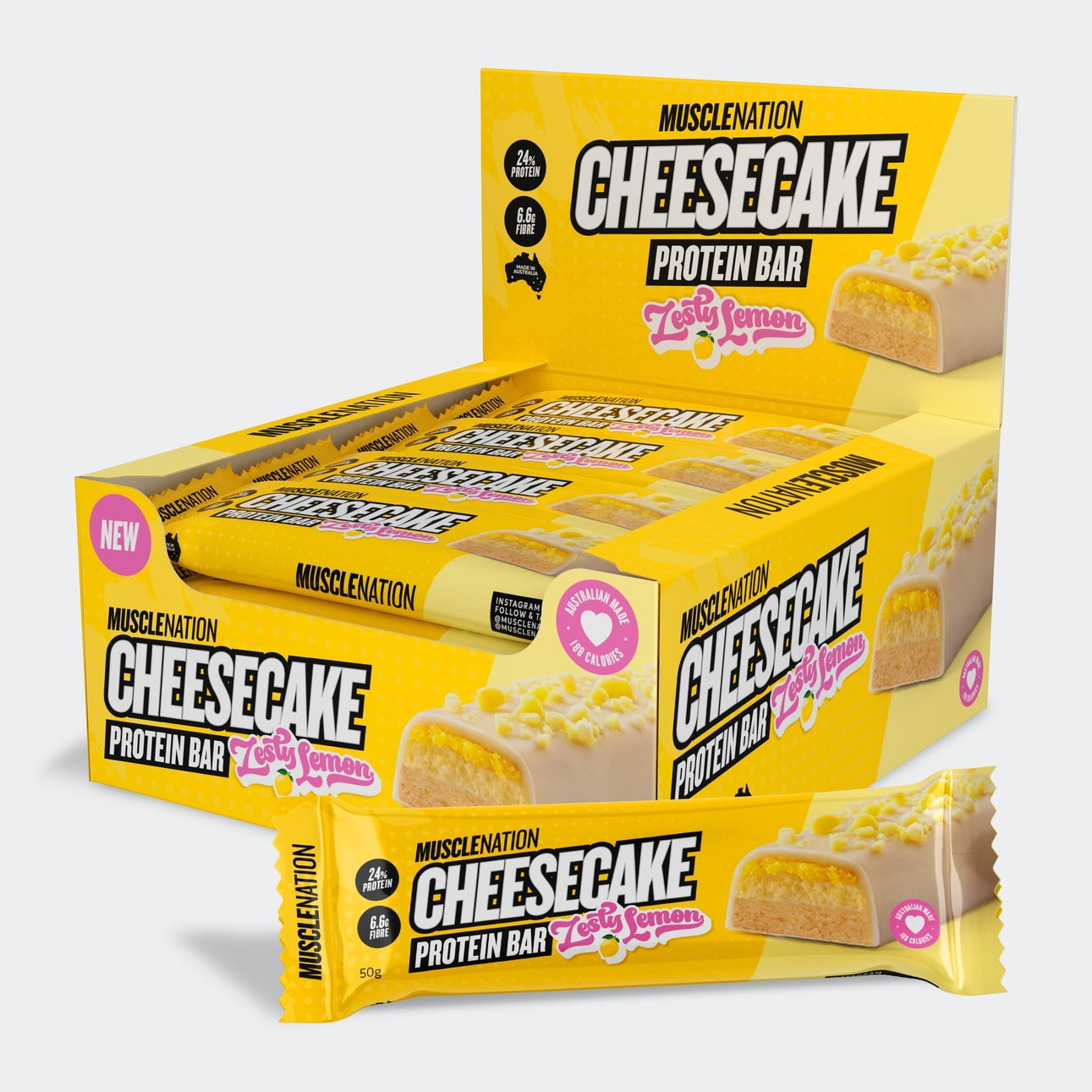 Muscle Nation Cheesecake Bar Lemon 50g x 12