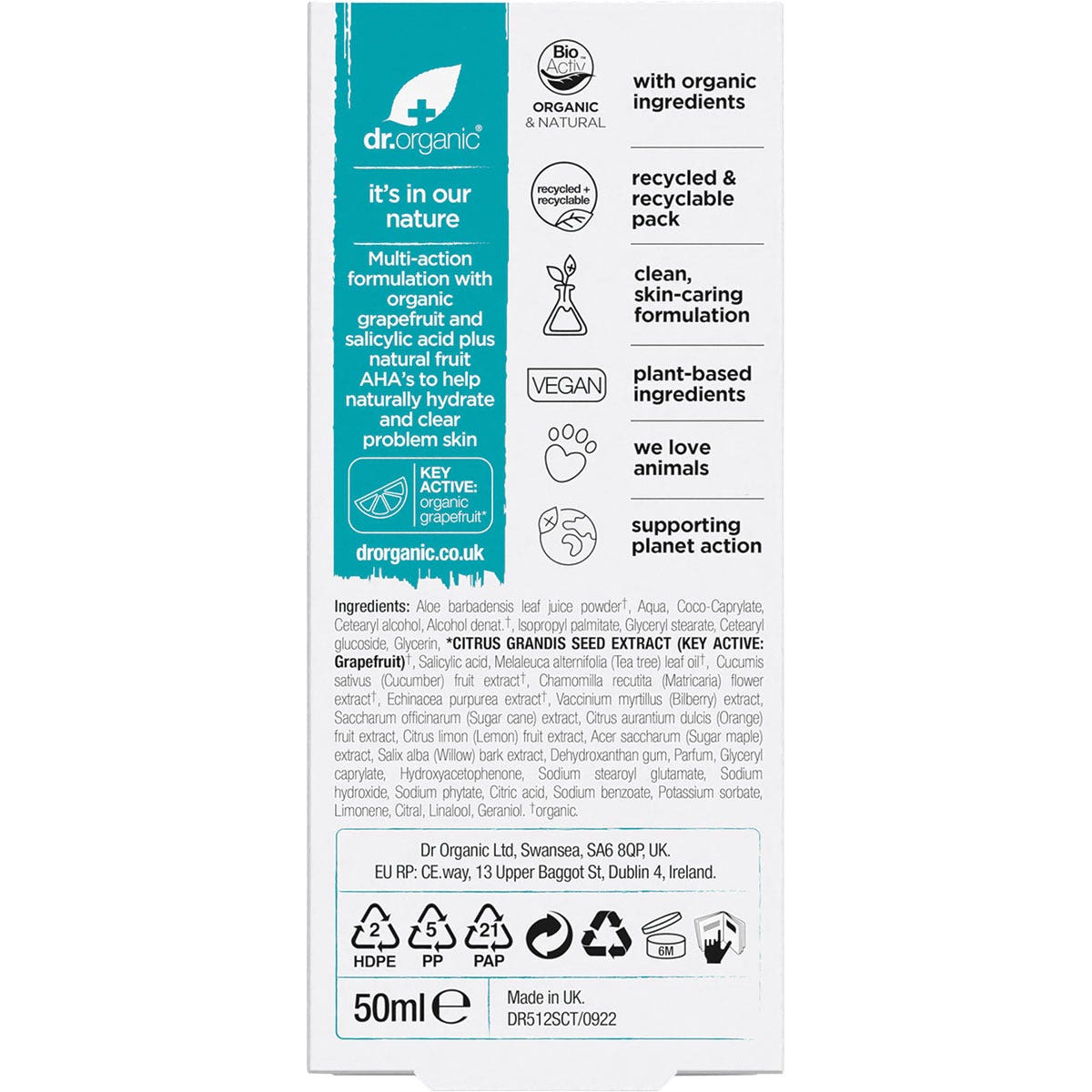 DR ORGANIC Oil Control Moisturiser Skin Clear - Organic Tea Tree 50ml