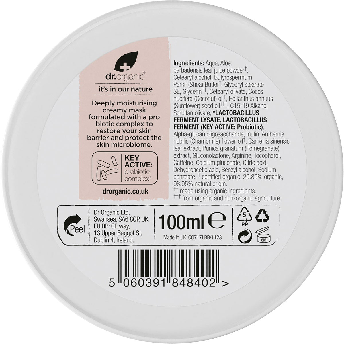 Dr Organic Skin Calm Probiotic Recovery Mask 100ml
