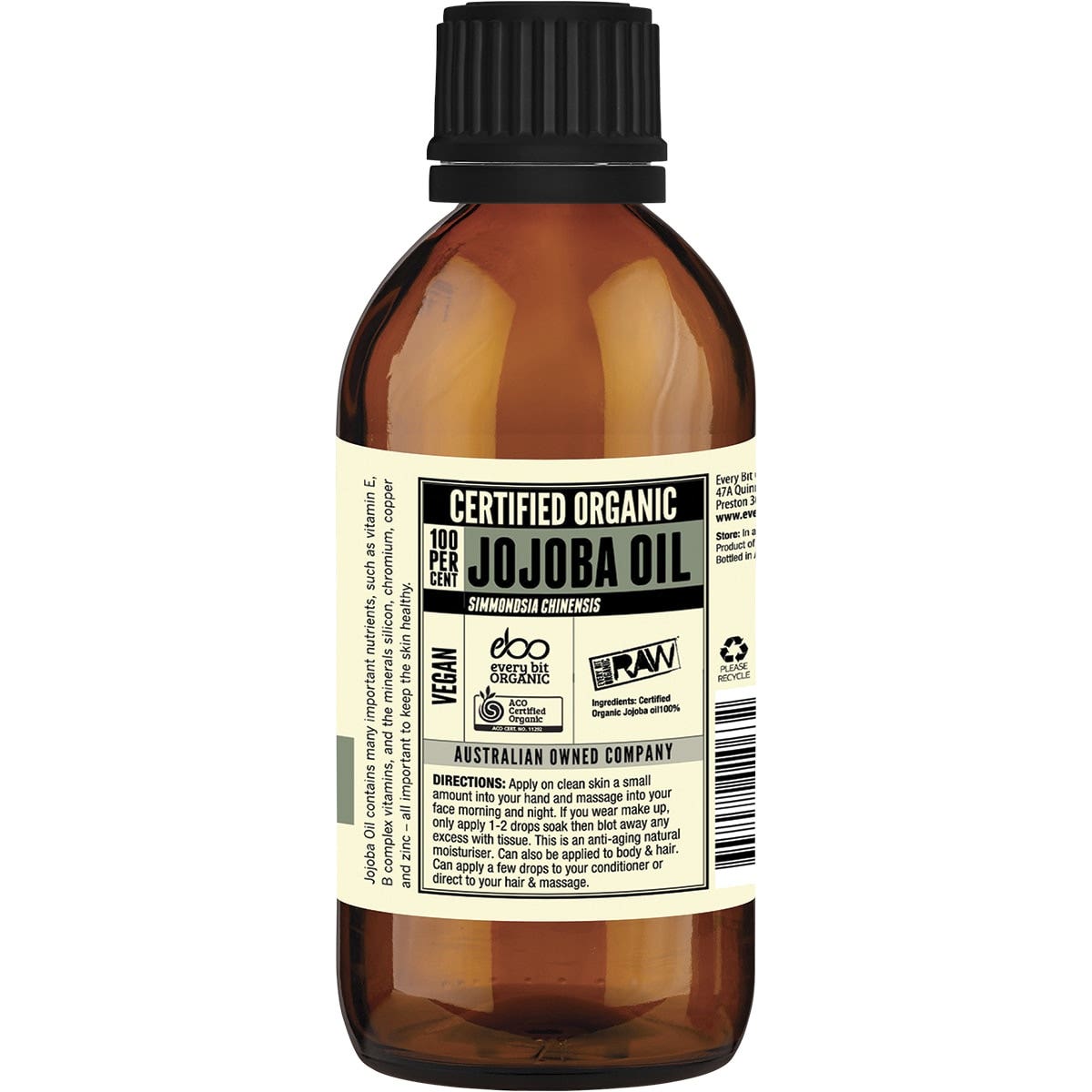 EVERY BIT ORGANIC RAW Jojoba Oil 200ml