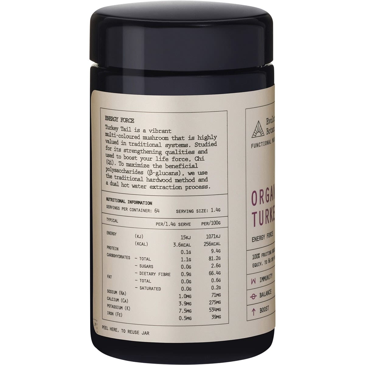 EVOLUTION BOTANICALS Organic Turkey Tail Energy Force 90g