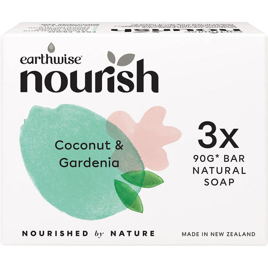 EARTHWISE NOURISH Natural Soap Bar Coconut & Gardenia 3x90g