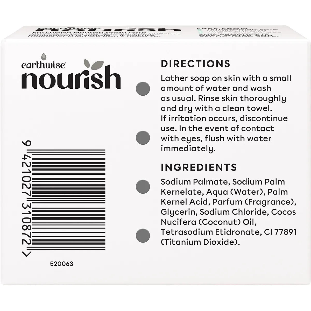 EARTHWISE NOURISH Natural Soap Bar Coconut & Gardenia 3x90g