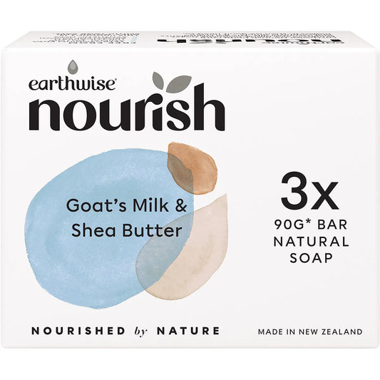EARTHWISE NOURISH Natural Soap Bar Goat's Milk & Shea Butter 3x90g