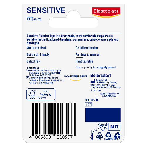 Elastoplast Sensitive Fixation Tape 2.5cm x 9m