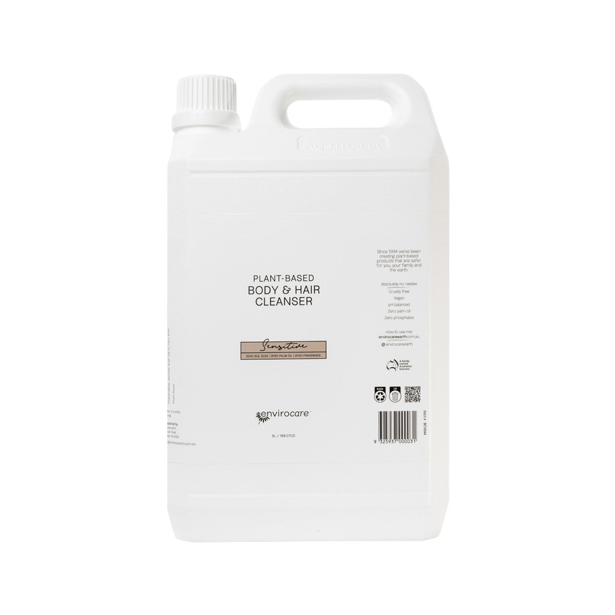 EnviroCare Plant-Based Body & Hair Cleanser Sensitive 5L