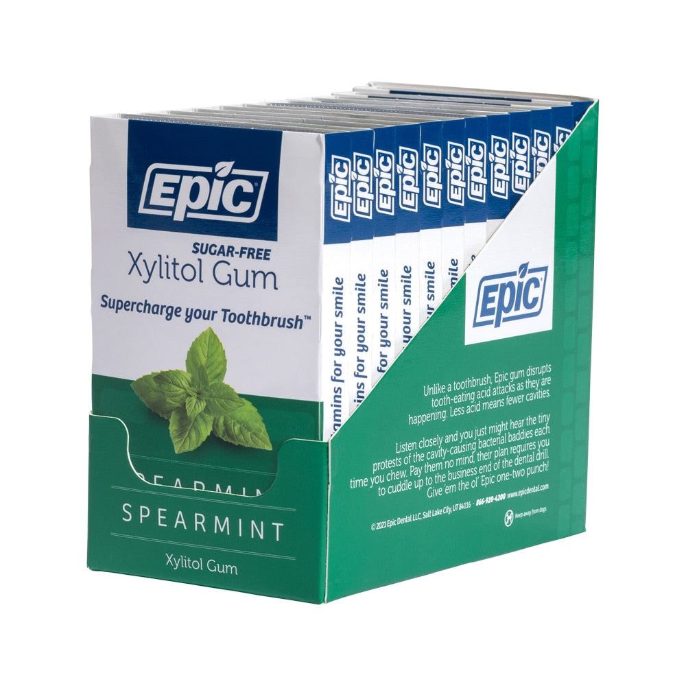 Epic Xylitol (Sugar-Free) Gum Spearmint 12 Piece Blister Pack x 12 Pack