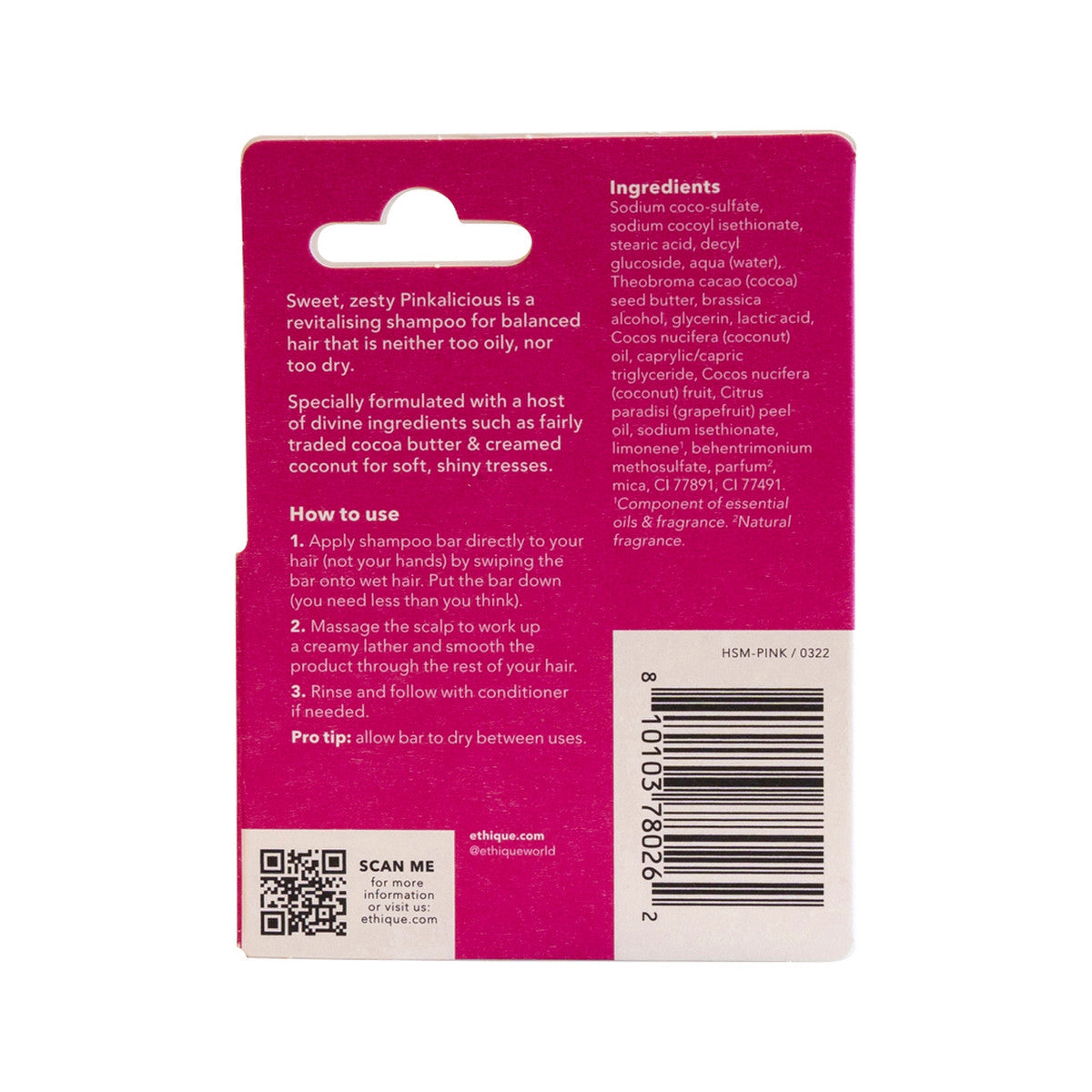 Ethique Bar Shampoo Uplifting Solid Pinkalicious (Revives Balanced Hair) 15g
