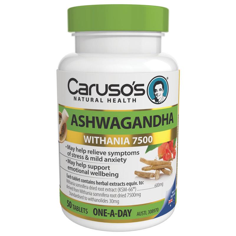 Caruso's Natural Health Ashwagandha Withania 7500 50 Tablets