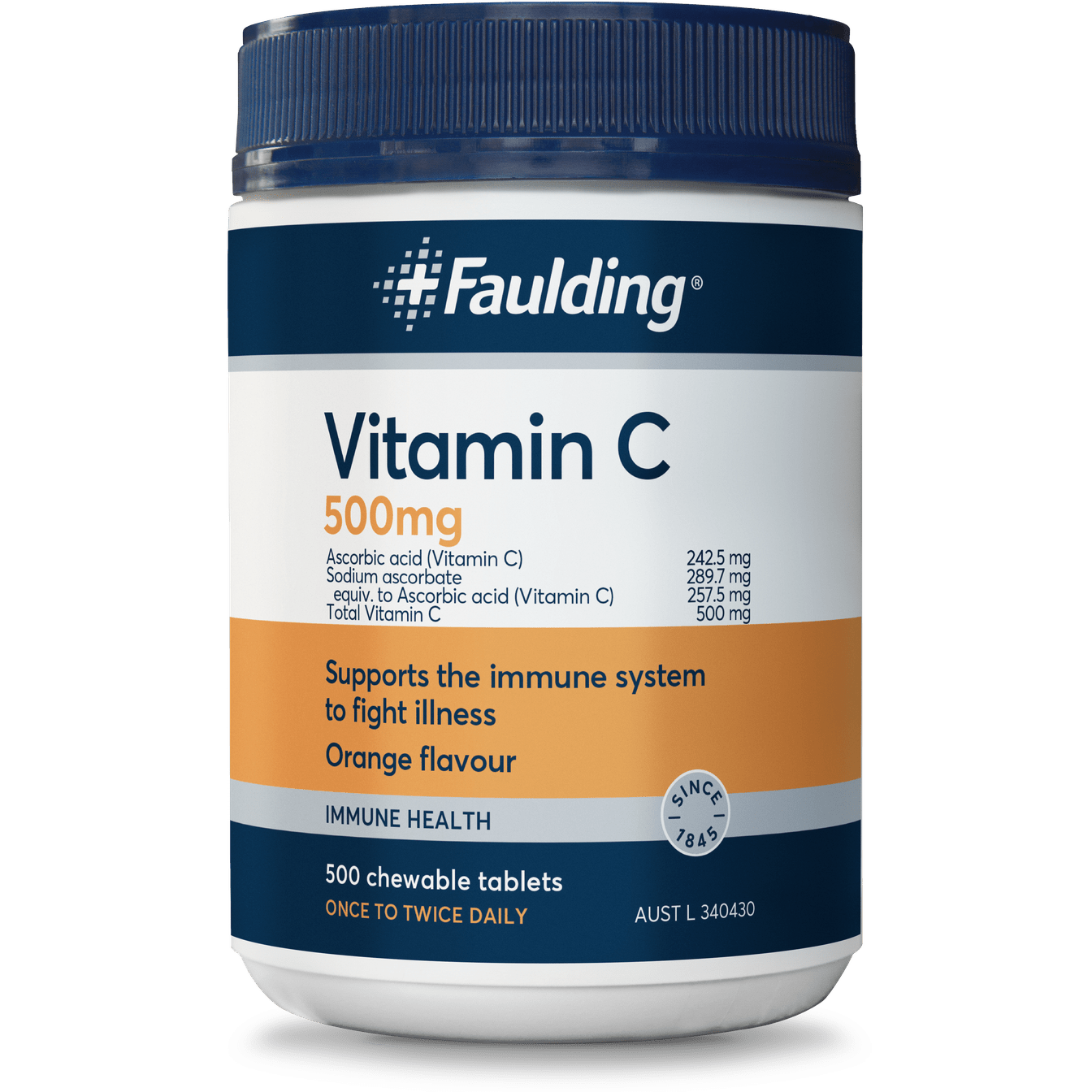 Faulding Vitamin C 500mg Chewable 500 Tabs