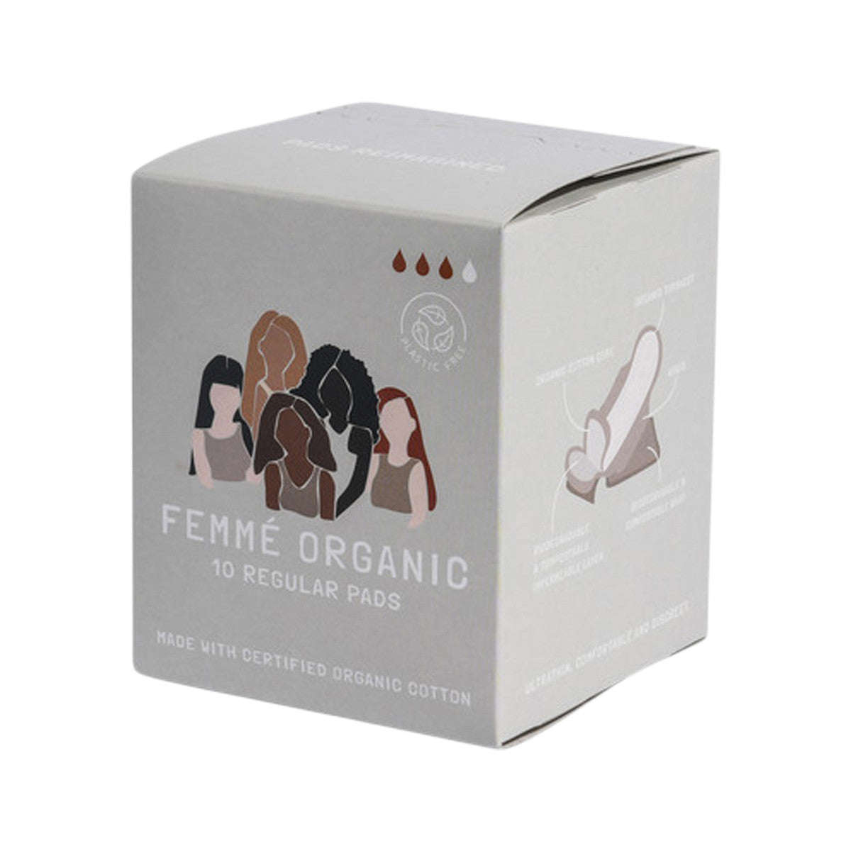 Femme Organic Organic Cotton Pads Regular x 10 Pack