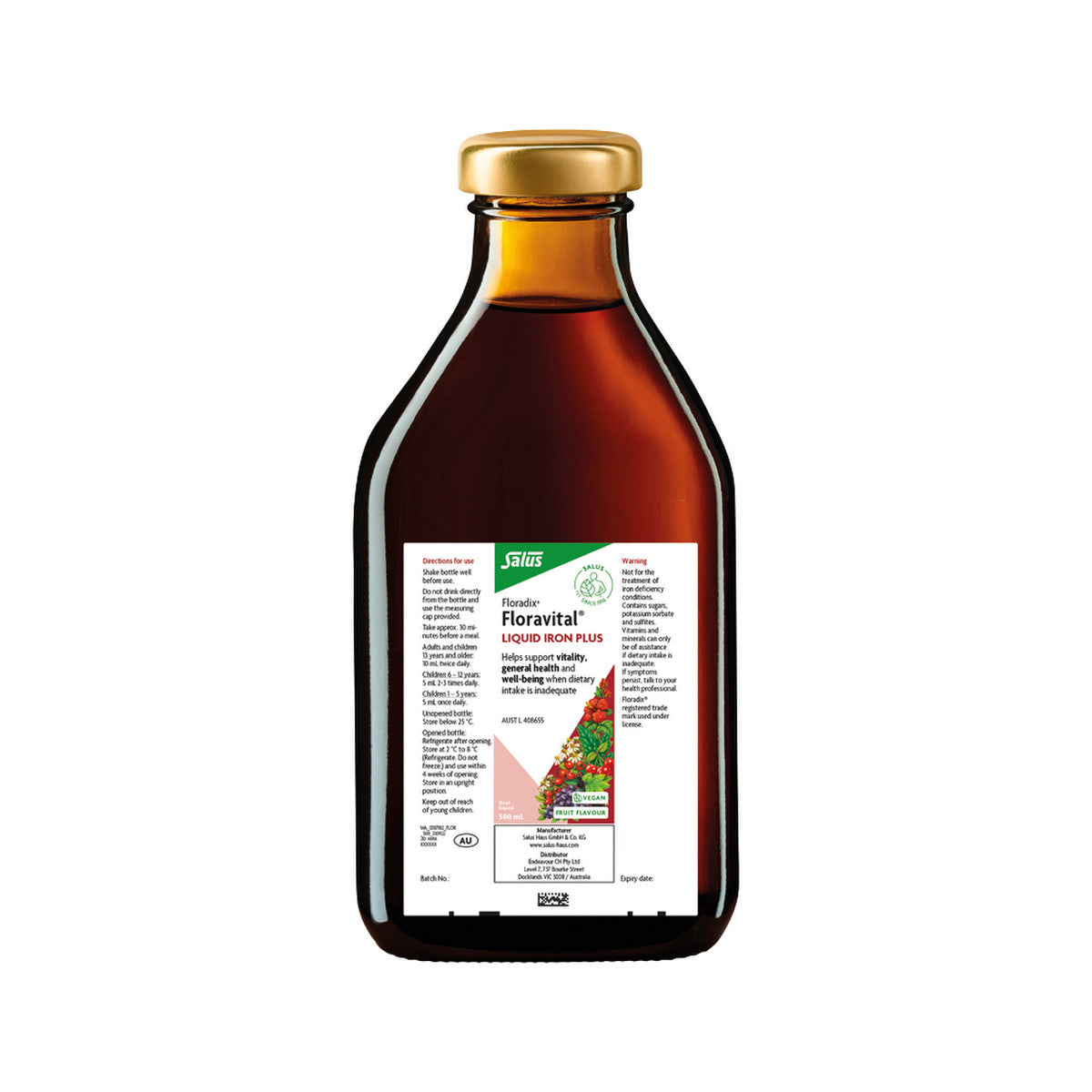 Floradix (by Salus) Floravital (Liquid Iron Plus) Oral Liquid Vegan 500ml