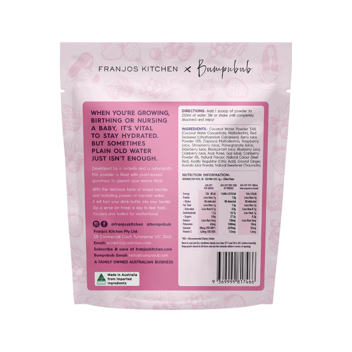 Franjos Kitchen Hydration Powder Mixed Berry 150g