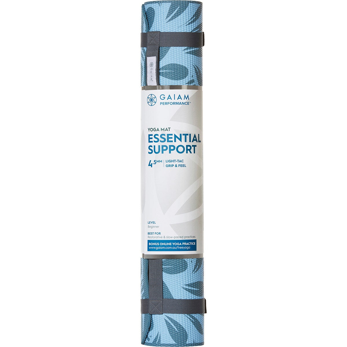GAIAM Yoga Mat Essential Support 4.5mm Blue Flower 61cm x 173cm 1
