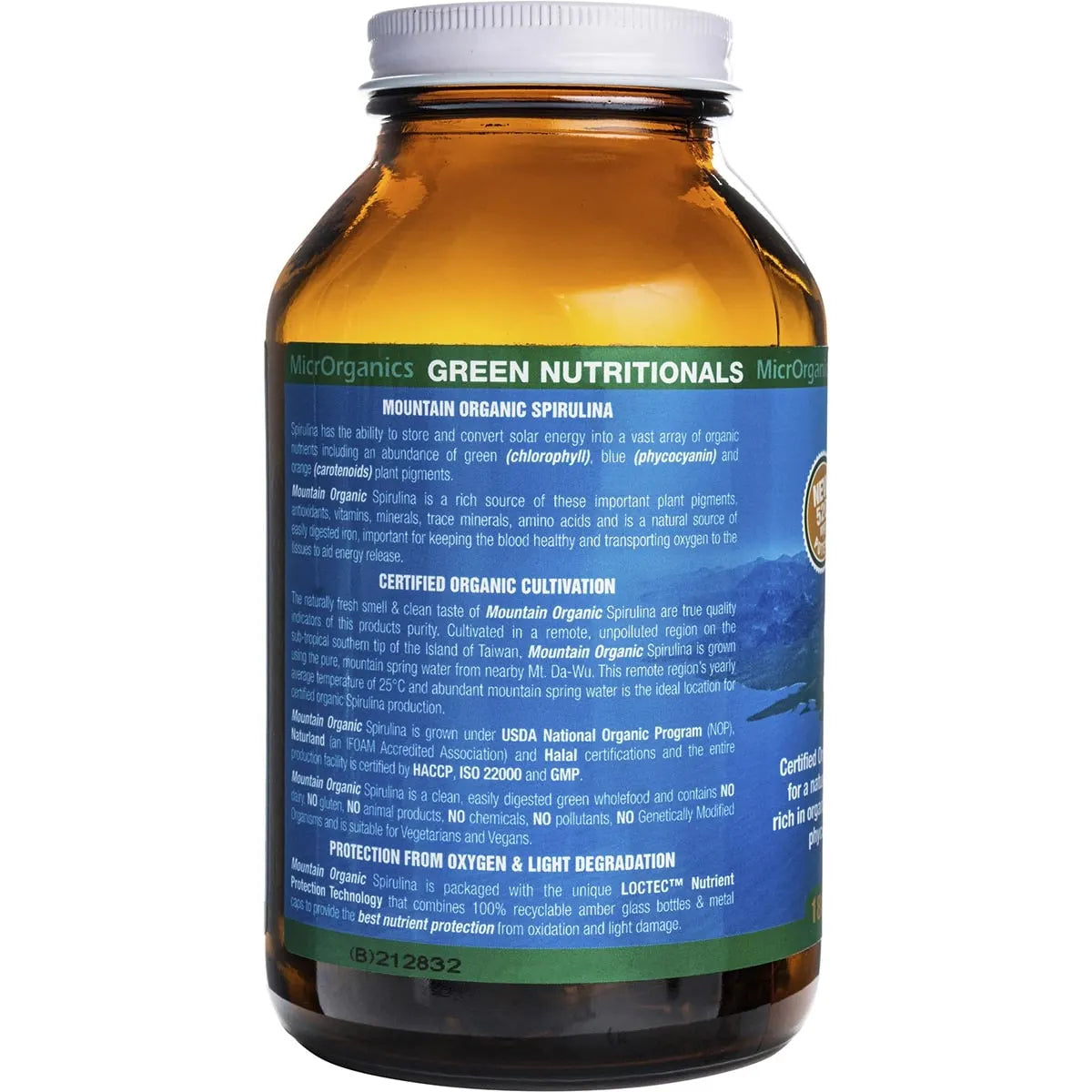 Green Nutritionals Mountain Organic Spirulina Vegan Capsules (520mg) 180