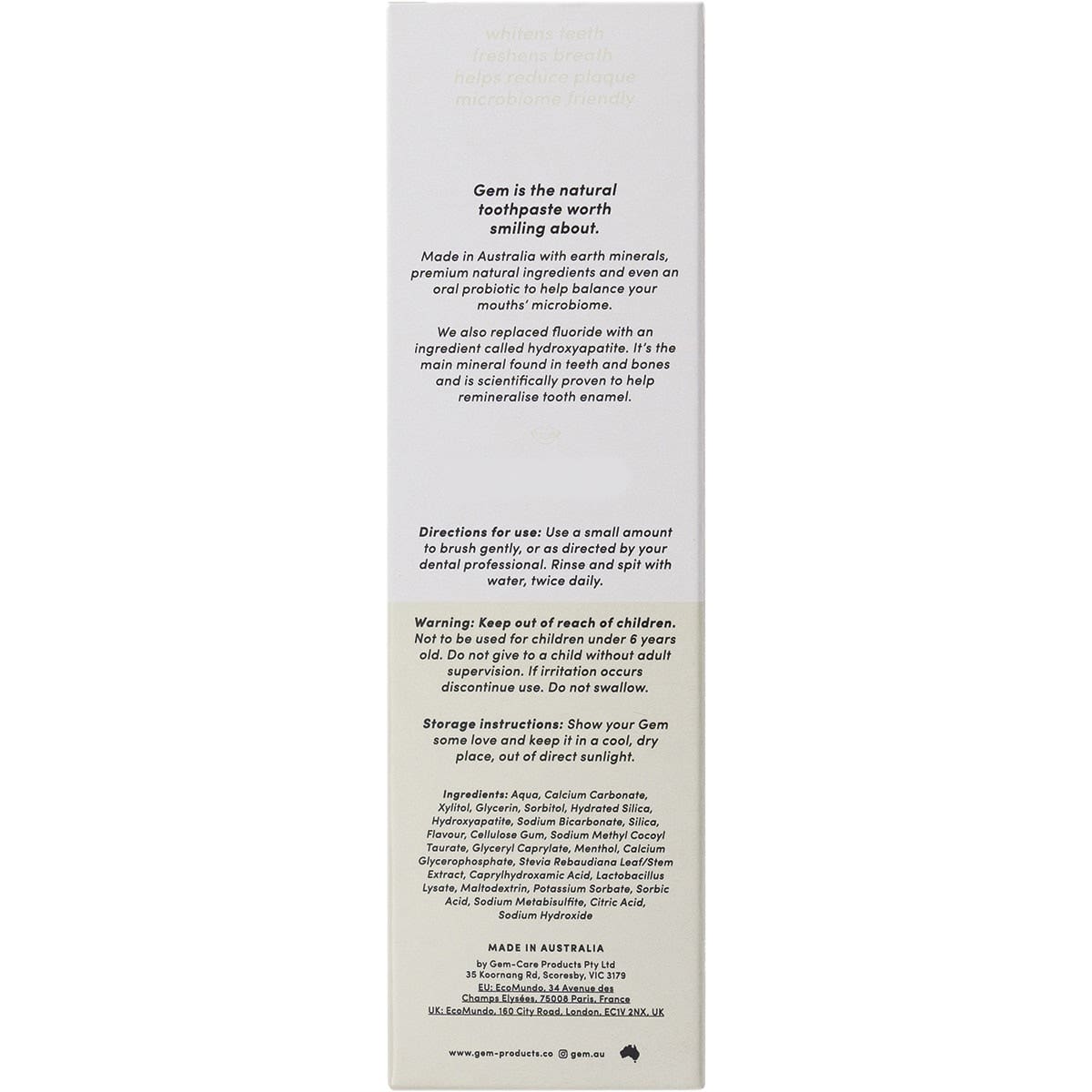 GEM Toothpaste Triple Whitening Apple Mint 100g