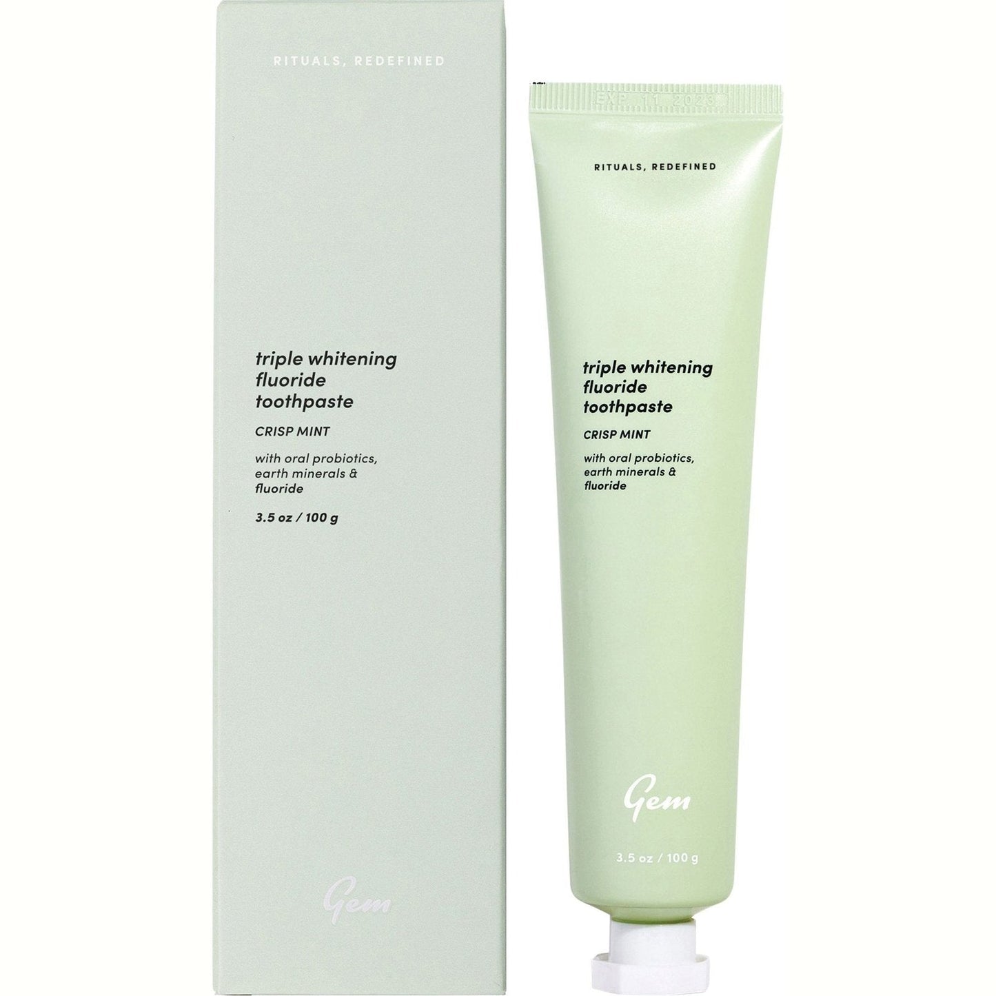 GEM Toothpaste Triple Whitening Fluoride Crisp Mint 100g