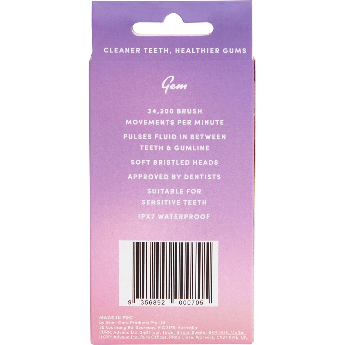 GEM Electric Toothbrush Replacement Heads Rose 2pk
