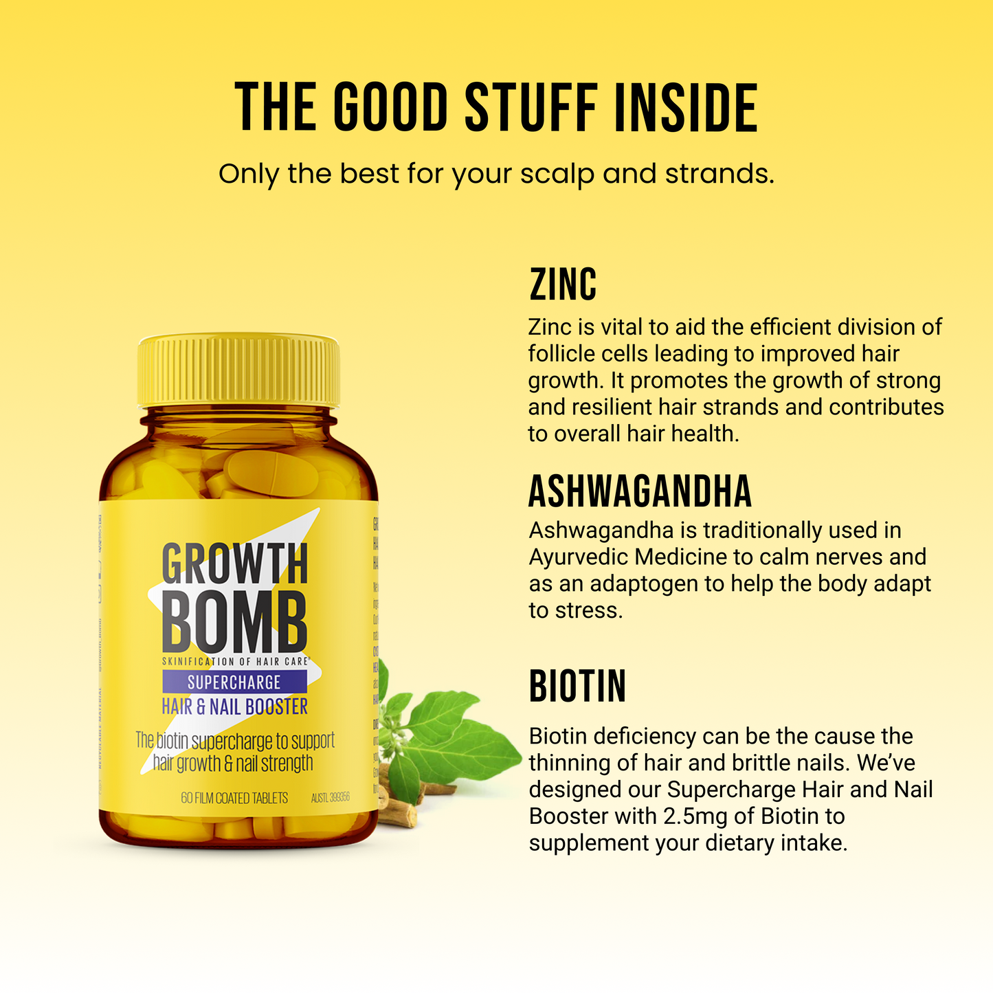 Growth Bomb Hair & Nail Booster 60 Tablets