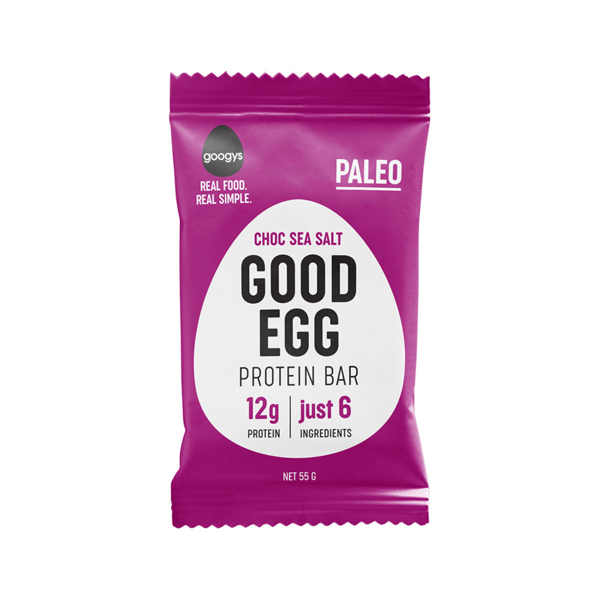 Googys Good Egg Protein Bar Choc Sea Salt 55g(Pack of 12)