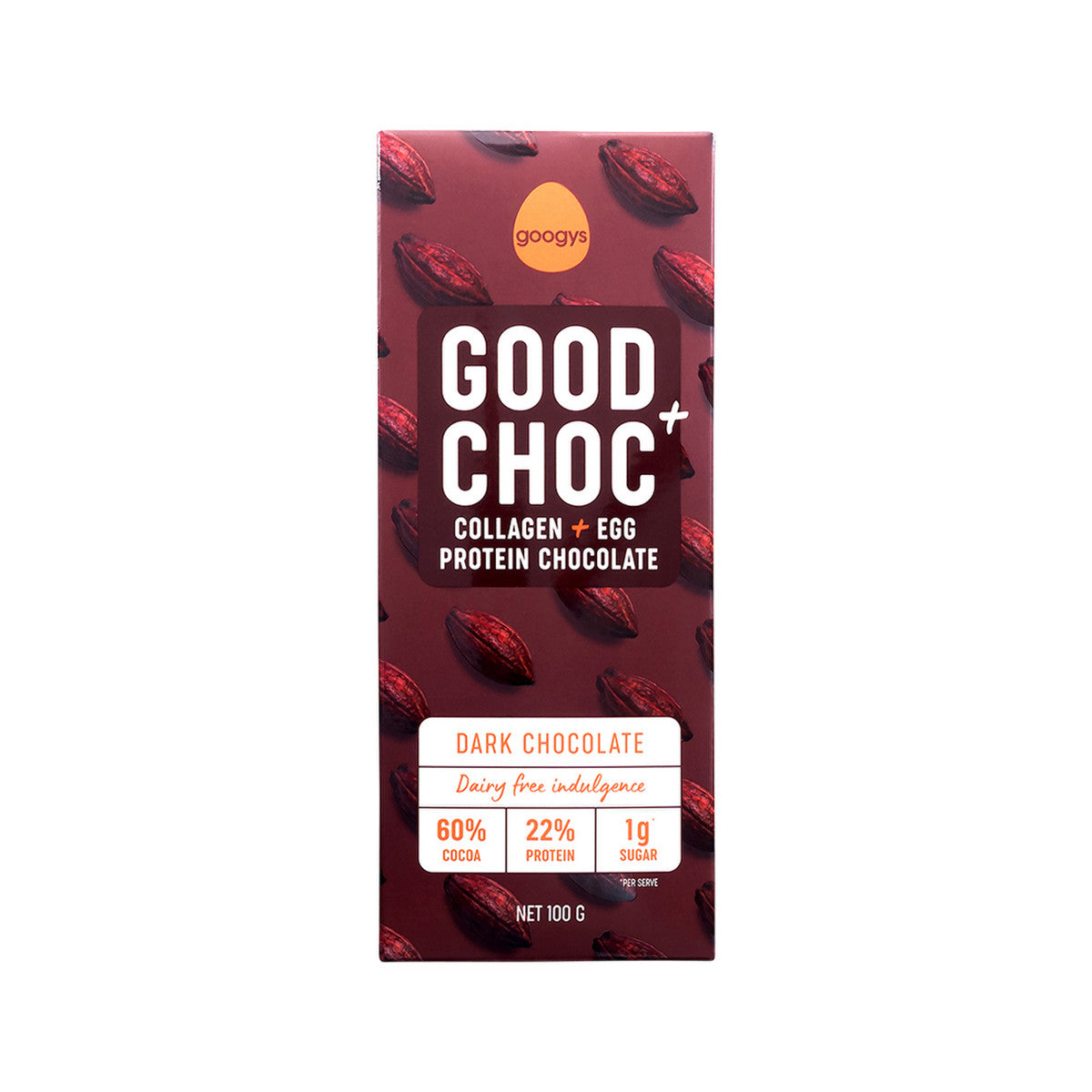Googys Good + Choc Collagen + Egg Protein Chocolate Dark 100g(Pack of 10)
