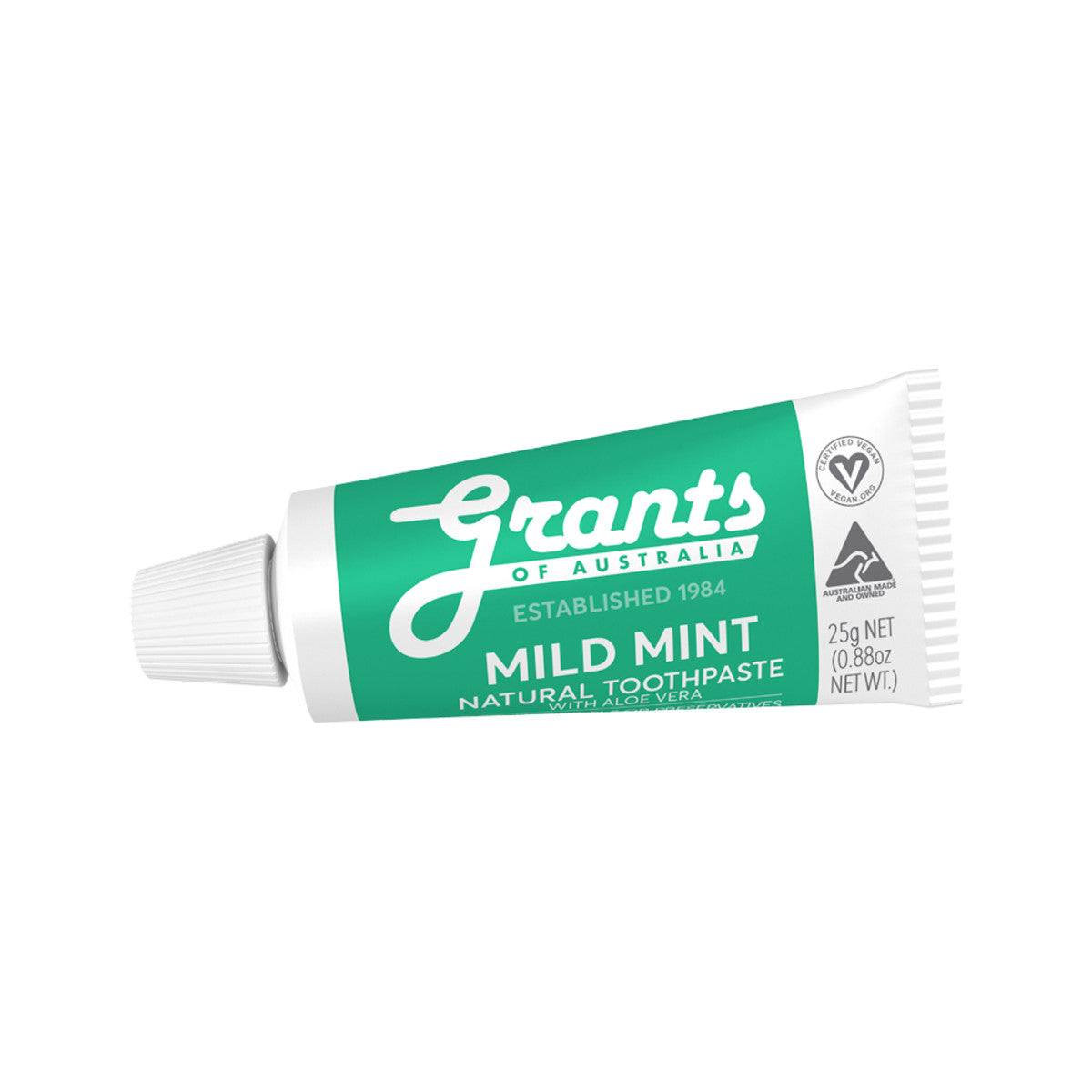 Grants Of Australia Natural Toothpaste Mild Mint with Aloe Vera Travel Size 25gzX12(Pack of 12)