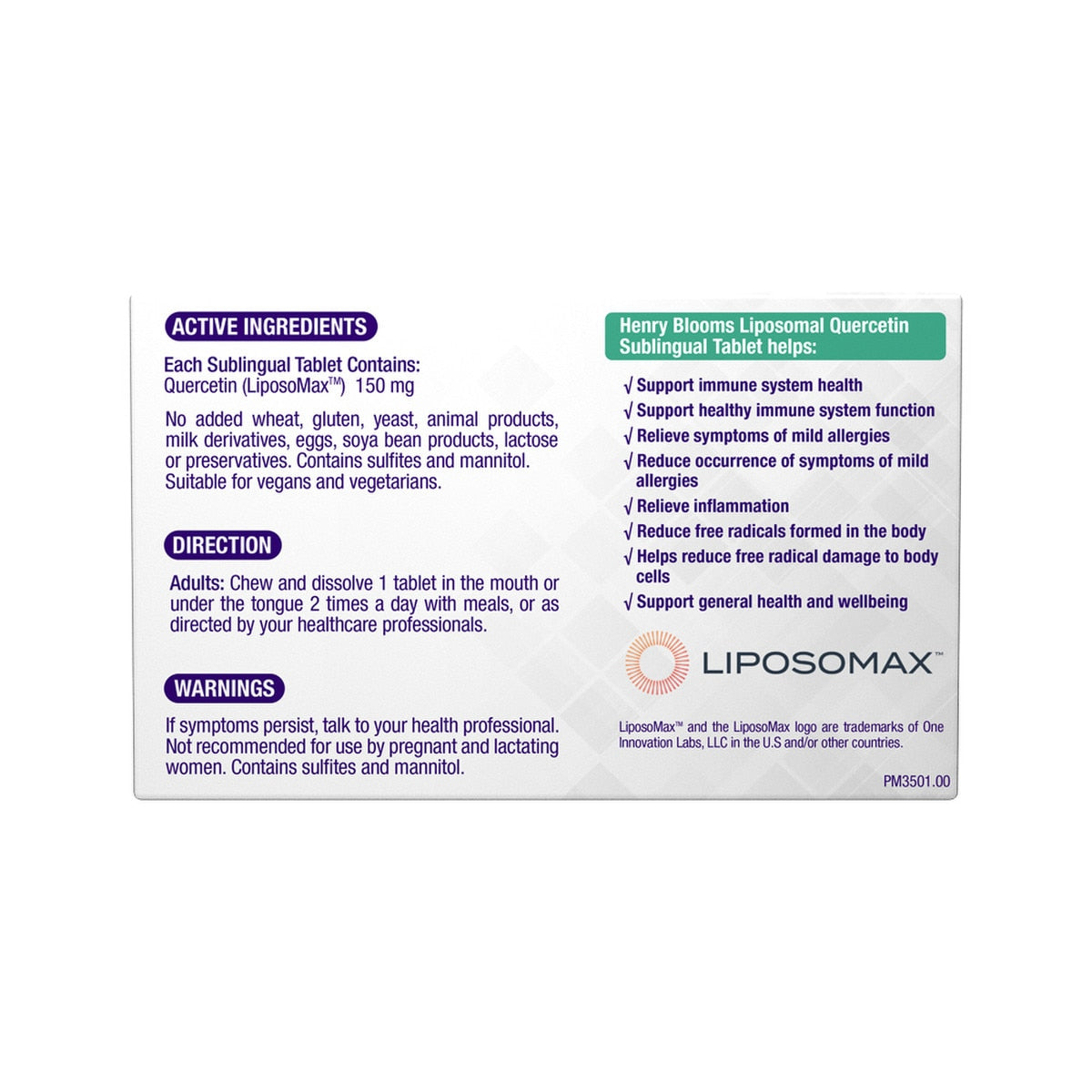 Henry Blooms Liposomal Quercetin Sublingual 30t