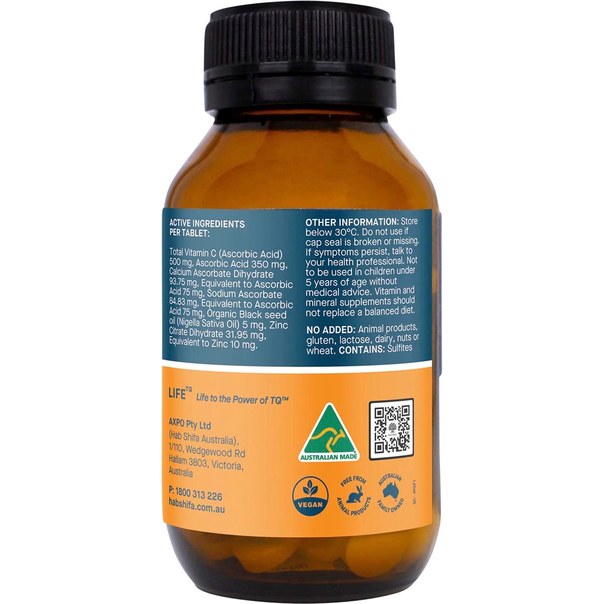 Hab Shifa ImmuneQ Organic Black Seed Tablets With Vitamin C & Zinc 120