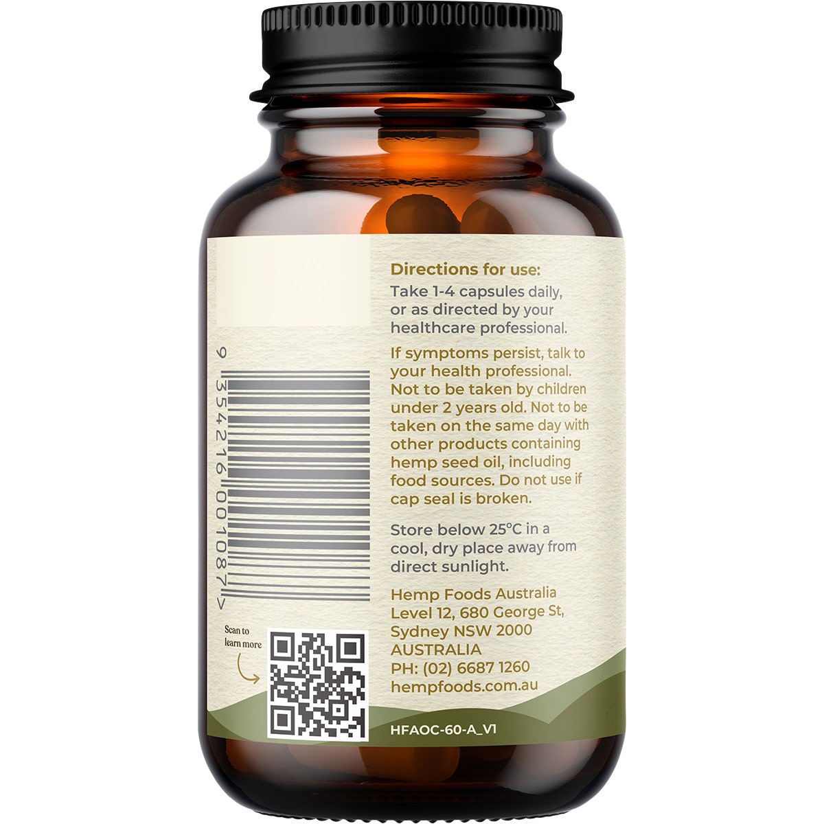 HEMP FOODS AUSTRALIA HEMP FOODS AUSTRALIA Plant-Based Omega Capsules with Hemp Gold Seed Oil 60