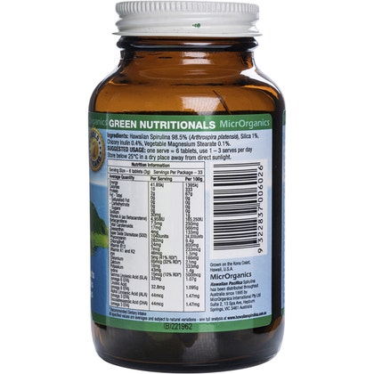 GREEN NUTRITIONALS Hawaiian Pacifica Spirulina Tablets (500mg) 200