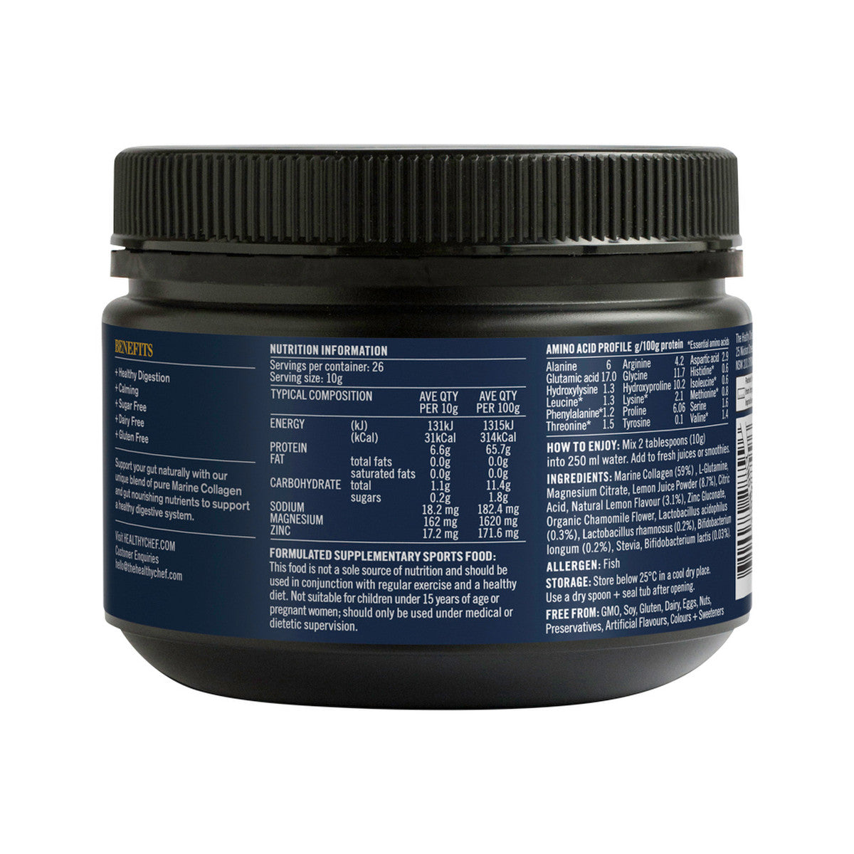 The Healthy Chef Gut Collagen (Lemon) 260g