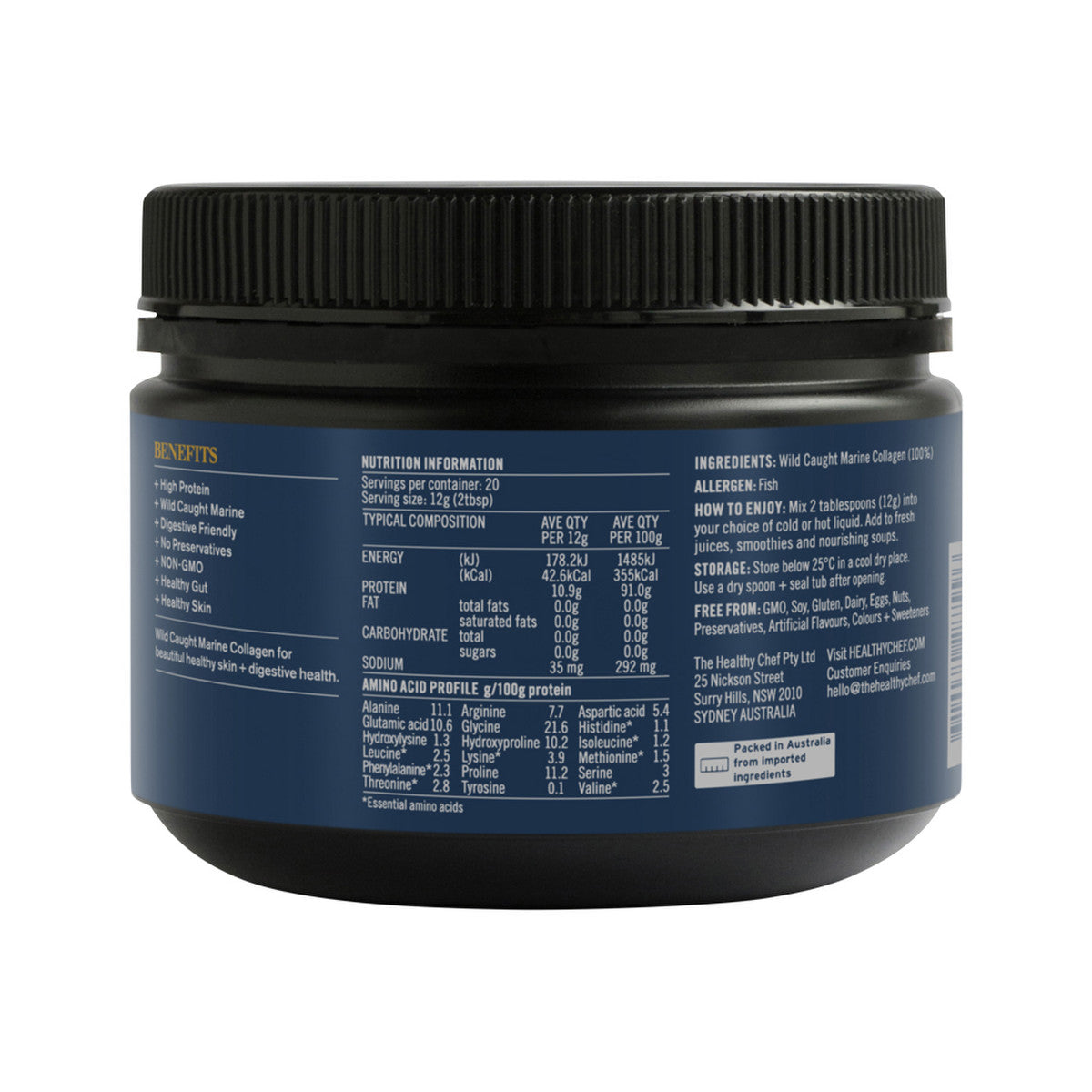 The Healthy Chef Marine Collagen (100% Collagen Peptides) Unflavoured 200g