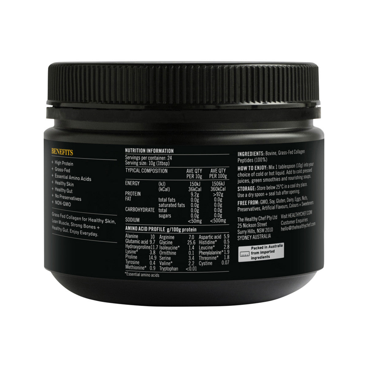 The Healthy Chef Pure Grass Fed Collagen (100% Bovine Collagen) Unflavoured 240g