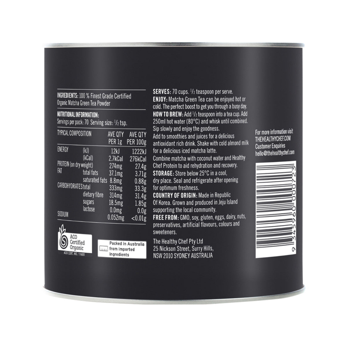 The Healthy Chef Organic Matcha Tea 70g