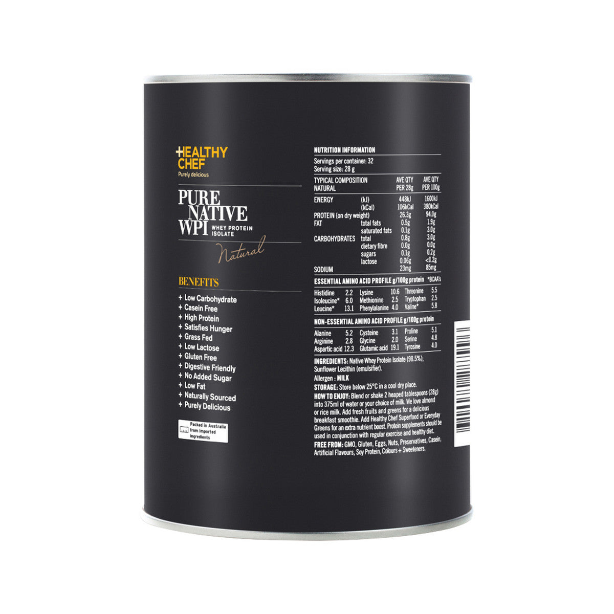 The Healthy Chef Pure Native WPI (Whey Protein Isolate) Natural 750g