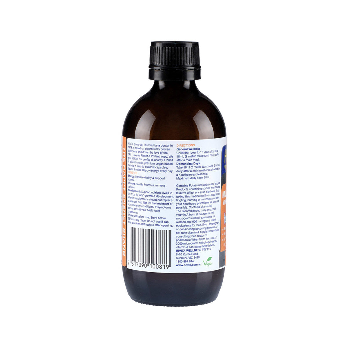 HiVita Wellness Multivitamin Minerals & Herbs For Kids Oral Liquid 200ml