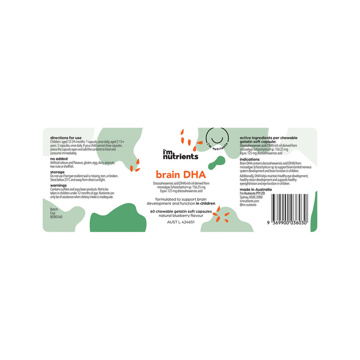 I'm Nutrients Brain DHA Chewable (Blueberry) 60c