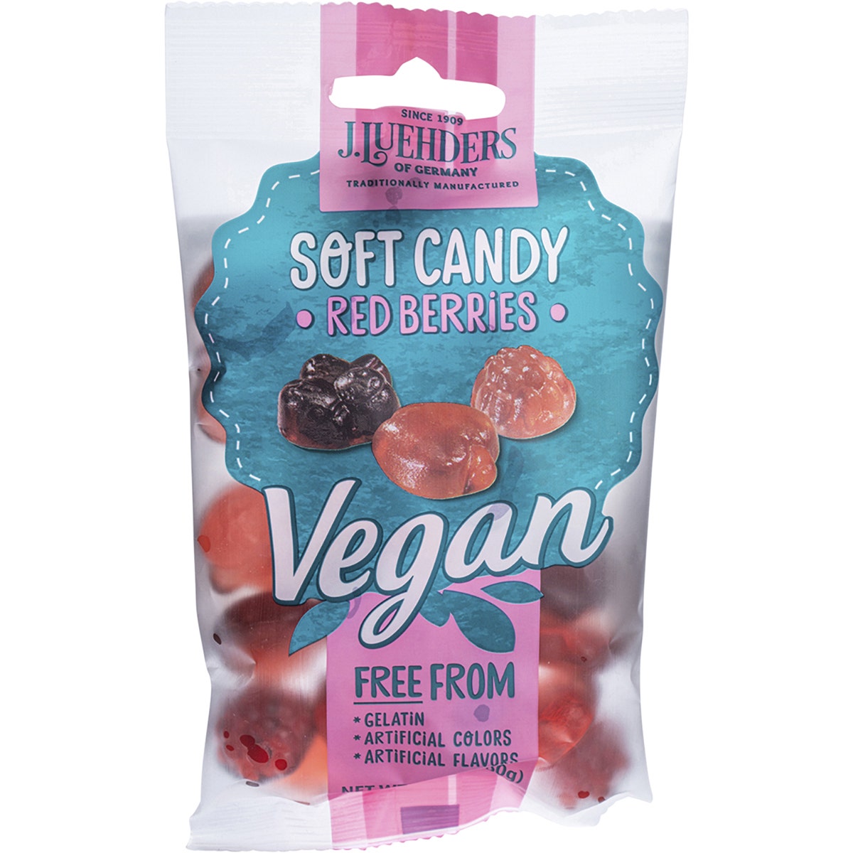 J LUEHDERS Soft Vegan Candy Red Berries 10x80g